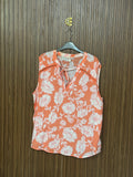 Orange and White Floral Sleeveless Top