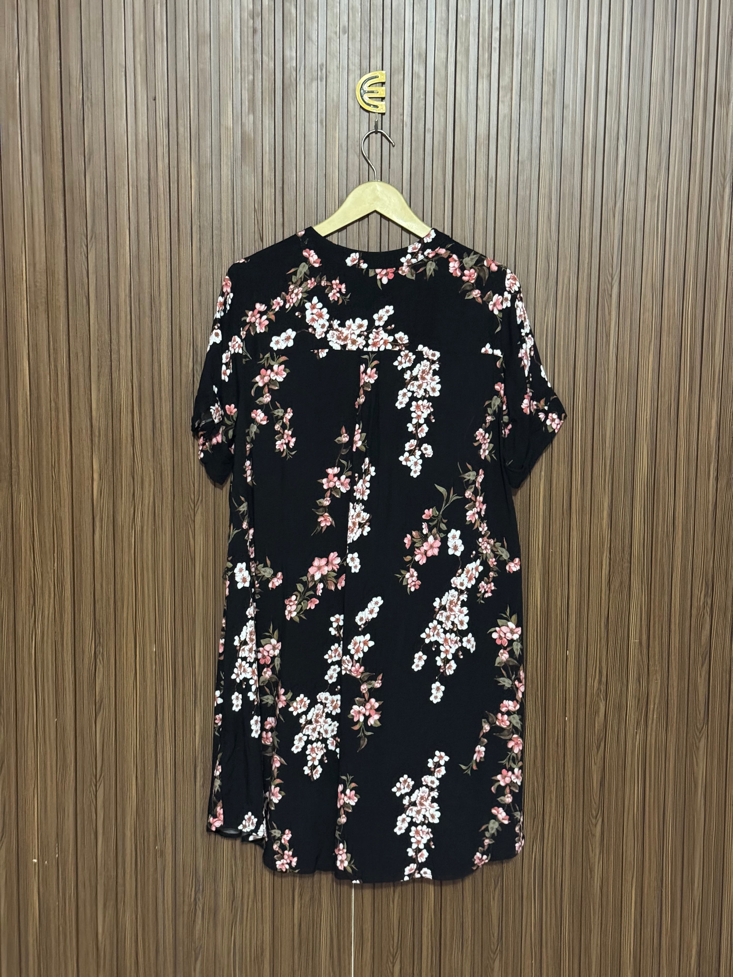 Black Cherry Print Long Top