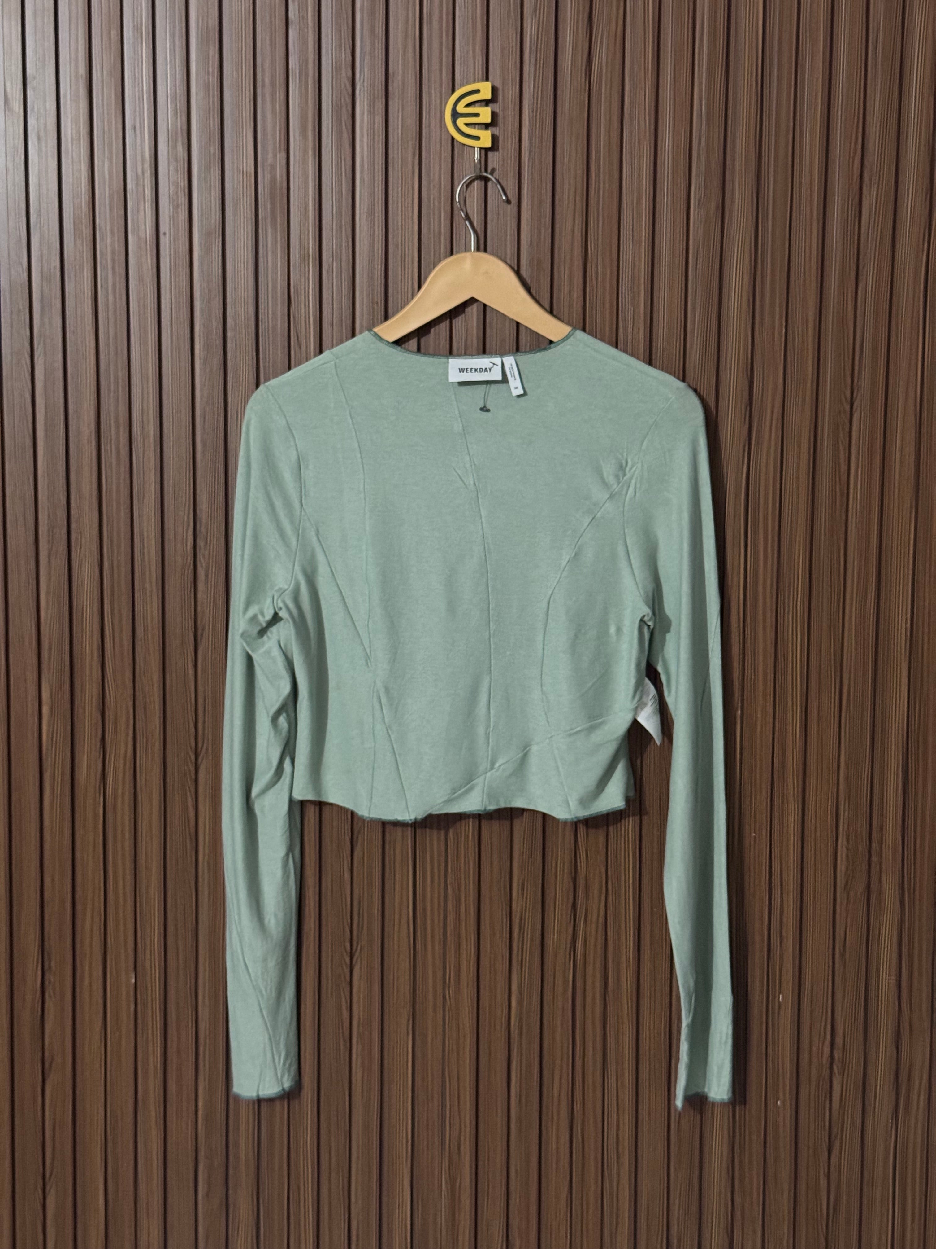 Mint Green Full Sleeve Crop Top