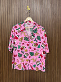 Chest 25 Length 24 Fabric Silk Shifon Stripe Half Sleeves