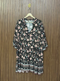 Rose Print Tiered Long Top