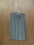 Olive Blue Geometric Sleeveless Top