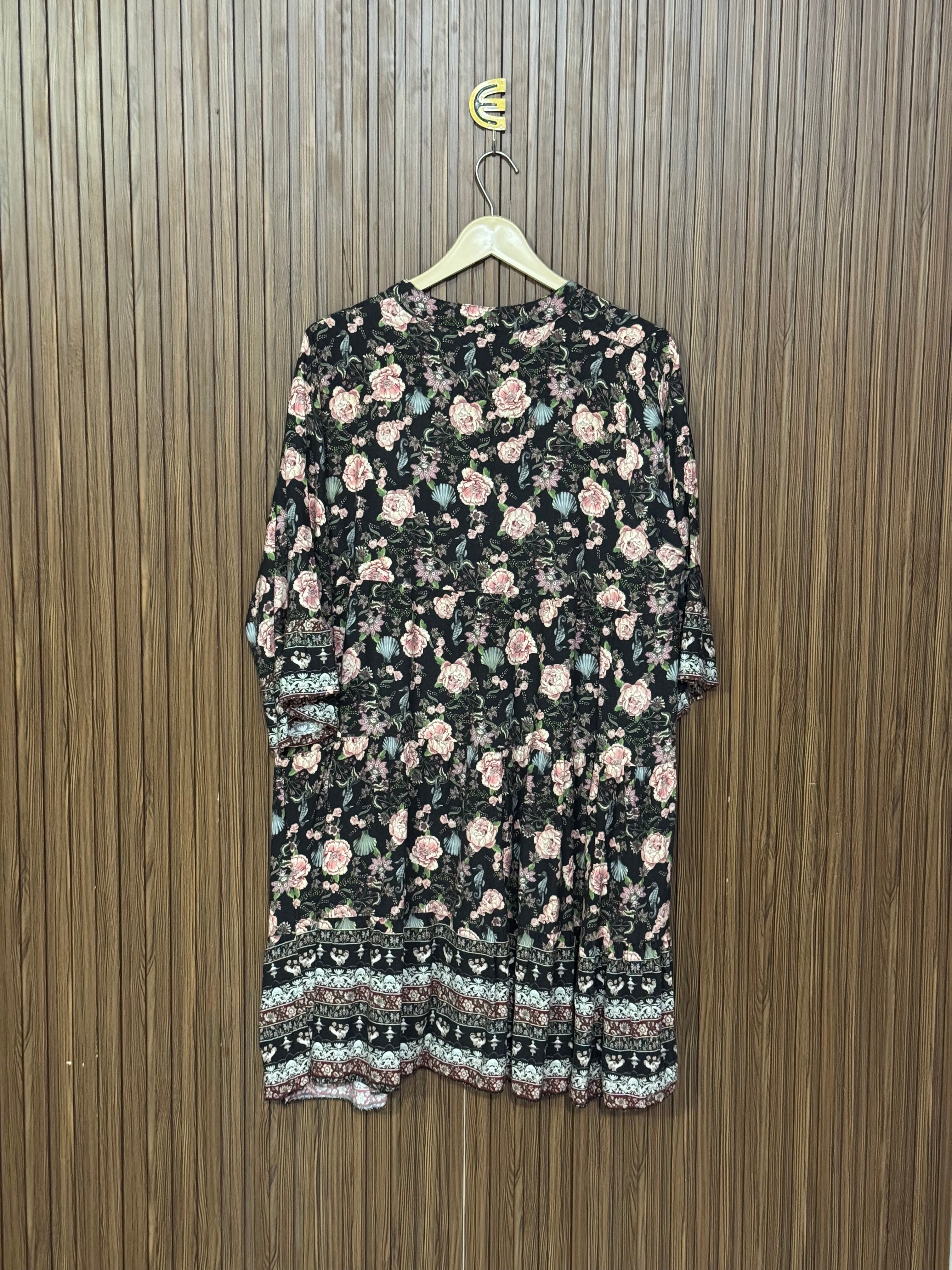 Rose Print Tiered Long Top