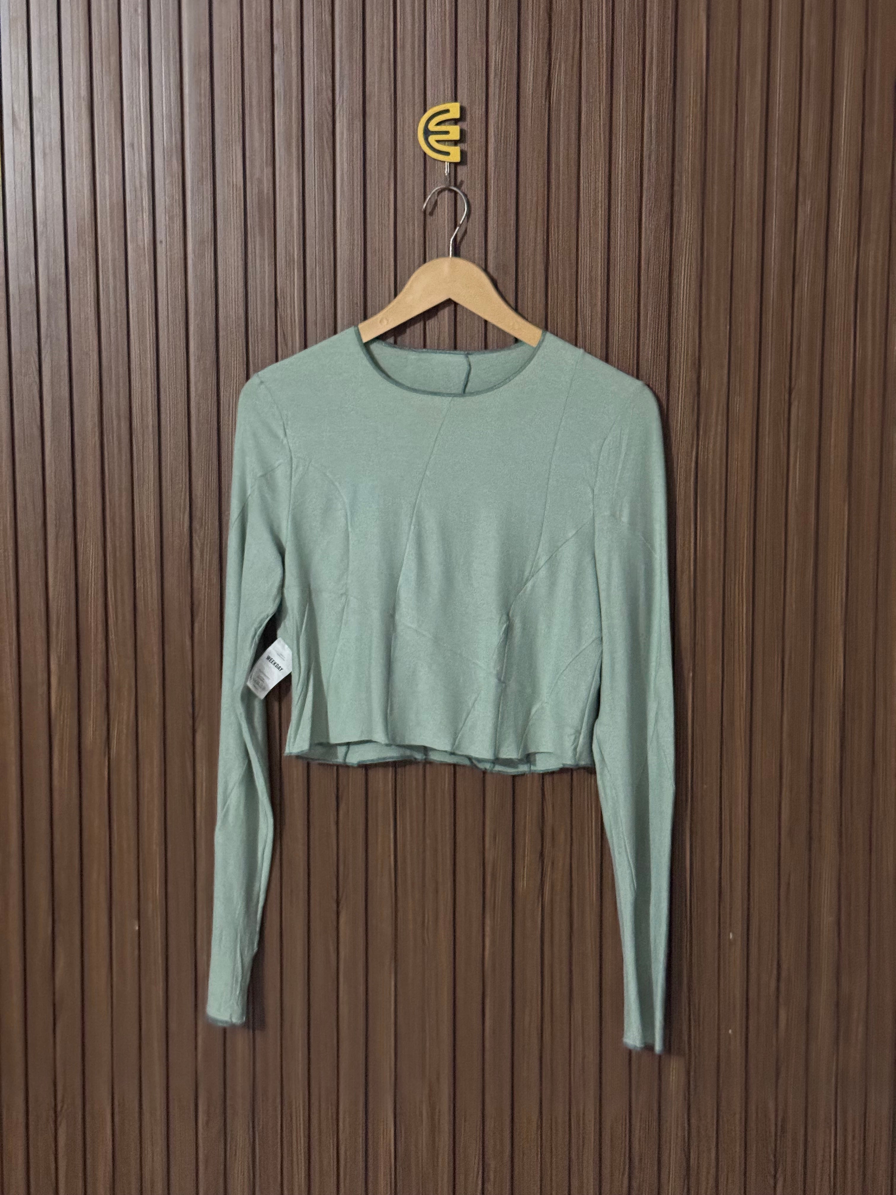 Mint Green Full Sleeve Crop Top