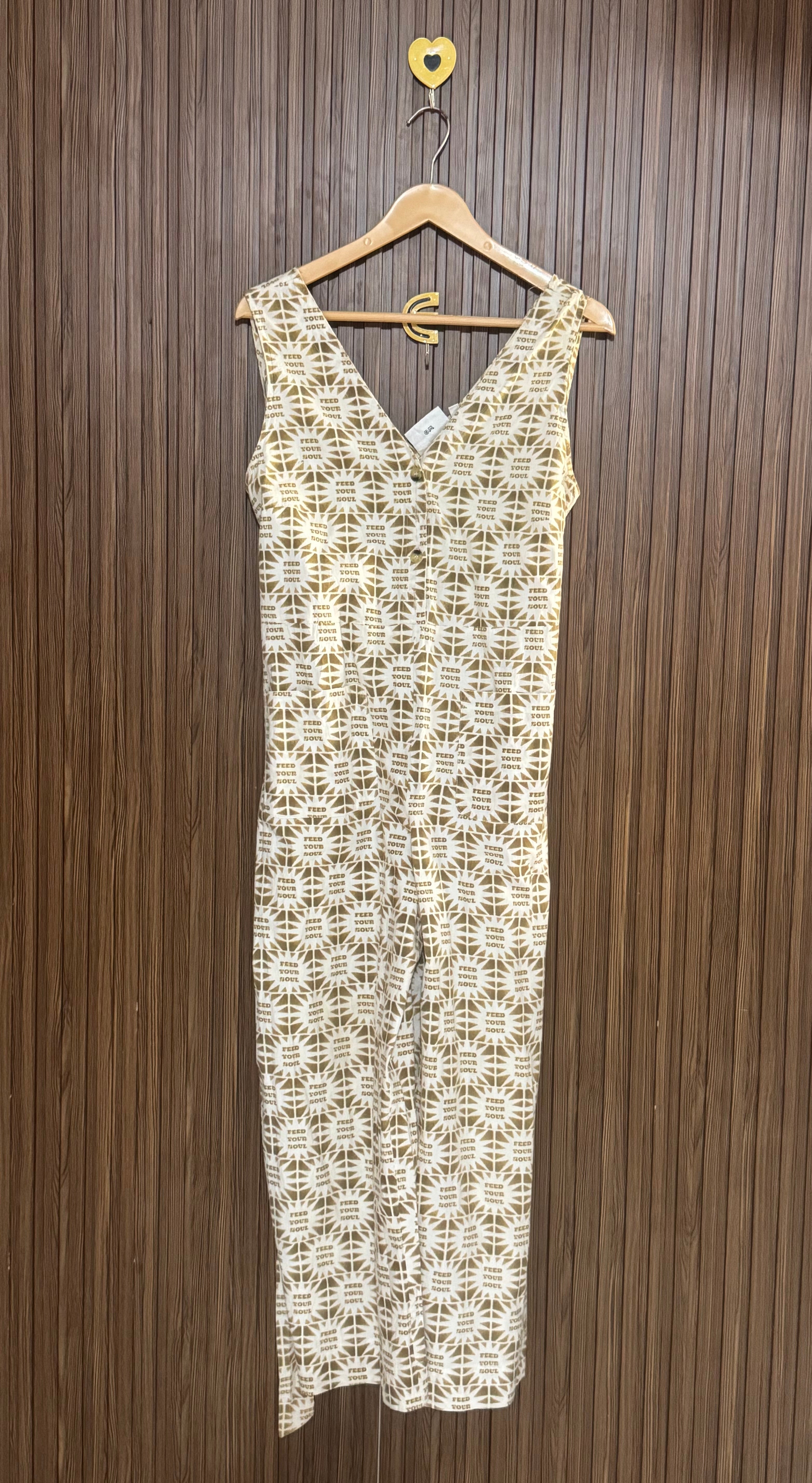 Front  Button Sleeveless Jumpsuit