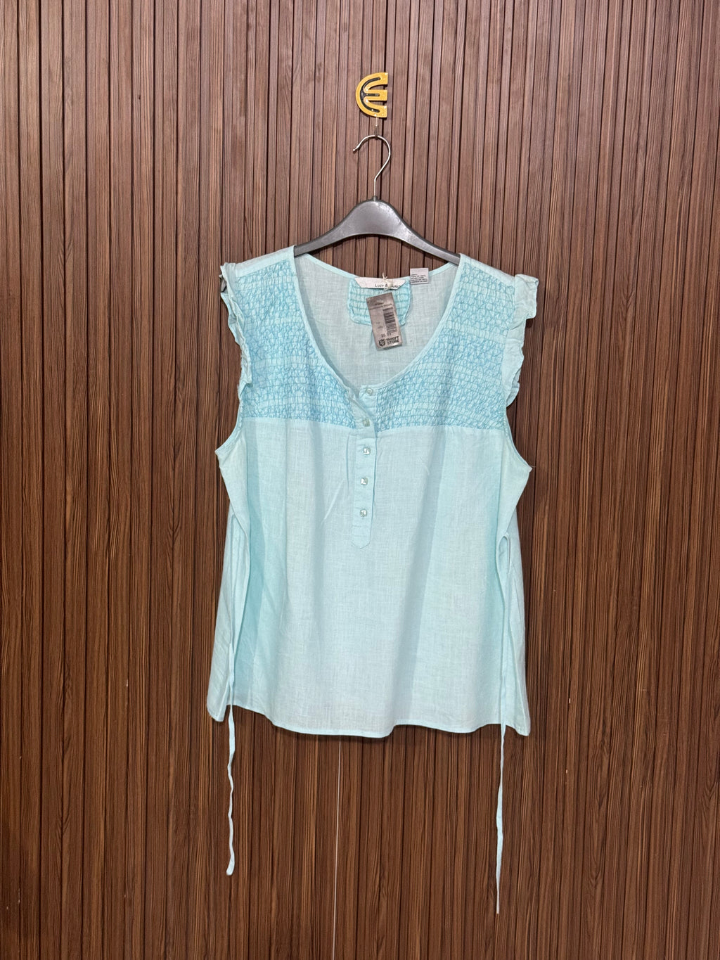 Aqua Blue Plain Sleeveless Top
