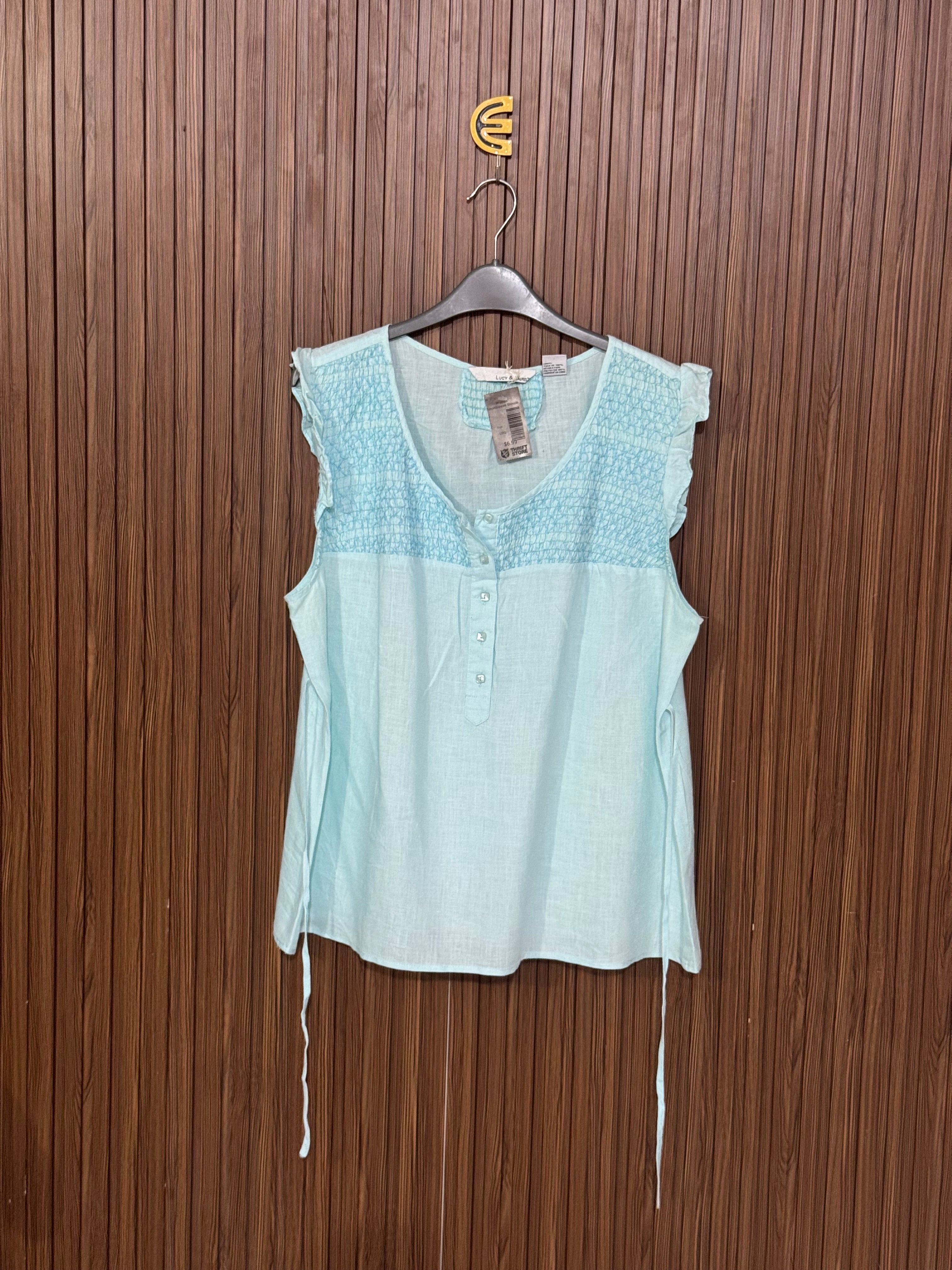 Aqua Blue Plain Sleeveless Top
