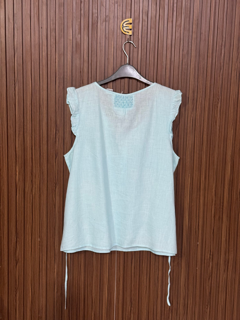 Aqua Blue Plain Sleeveless Top