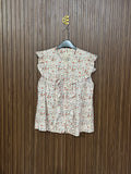 Cream Red Floral Sleeveless Top
