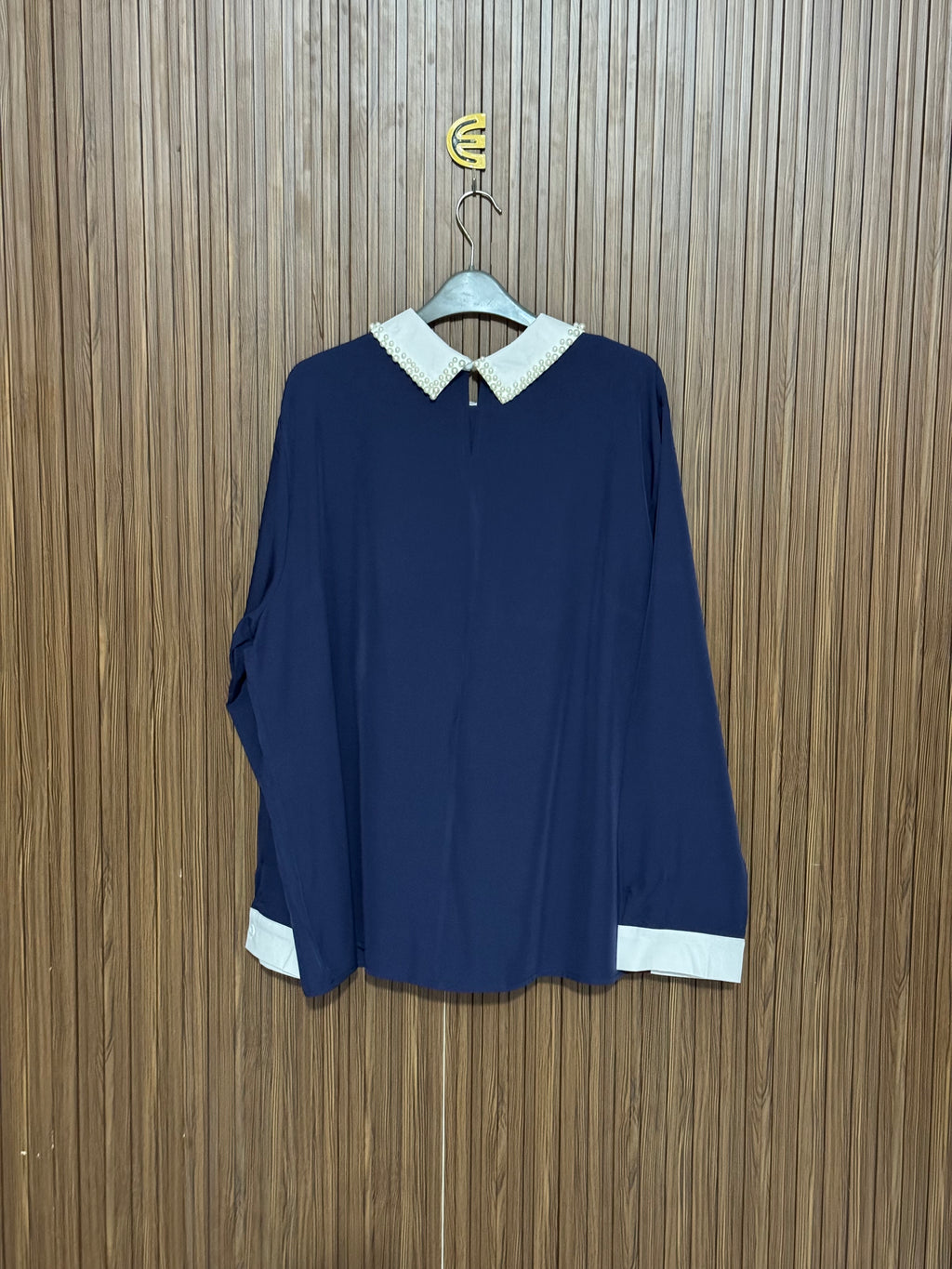 Chest 24 Length 27 Fabric Silk Peter Pan Collar Top