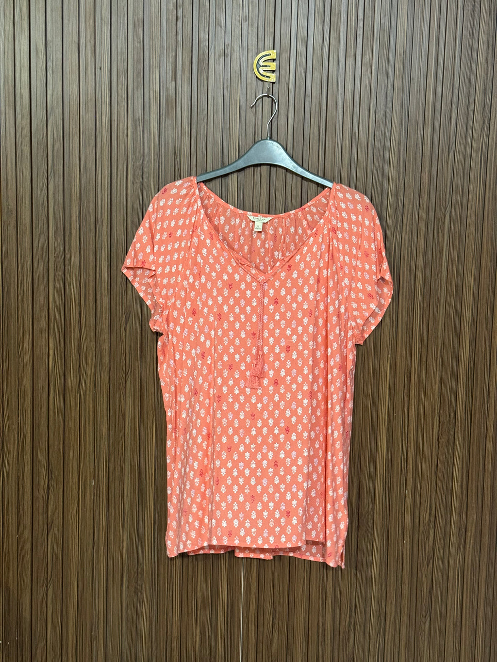 Coral Orange Motif Sleeveless Top