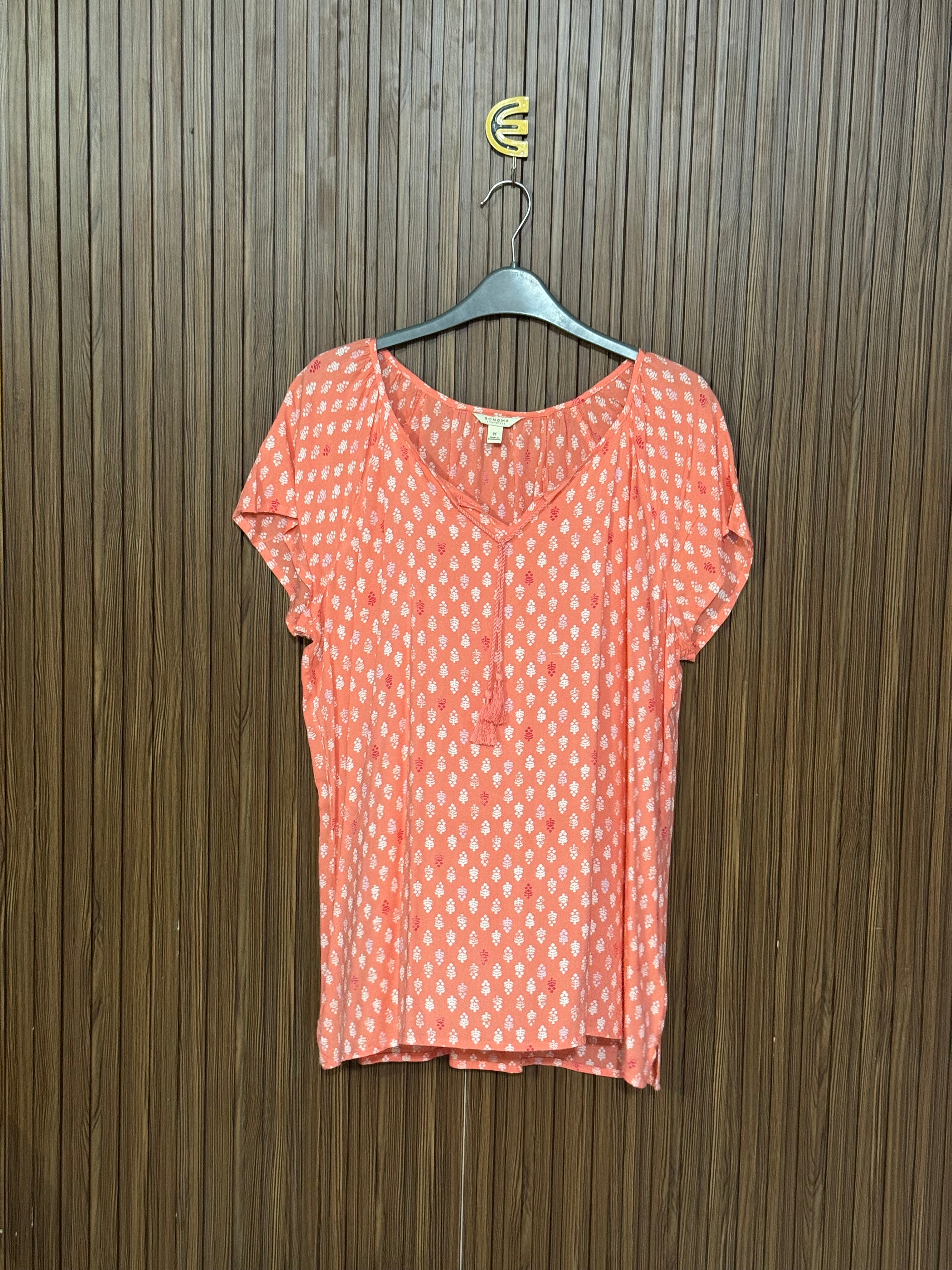 Coral Orange Motif Sleeveless Top
