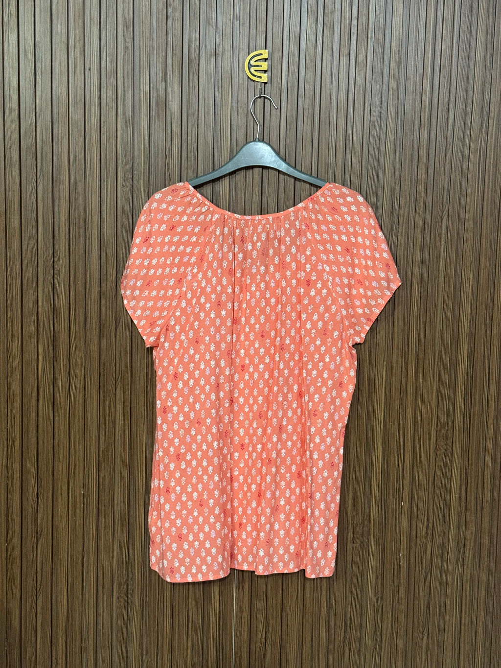 Coral Orange Motif Sleeveless Top