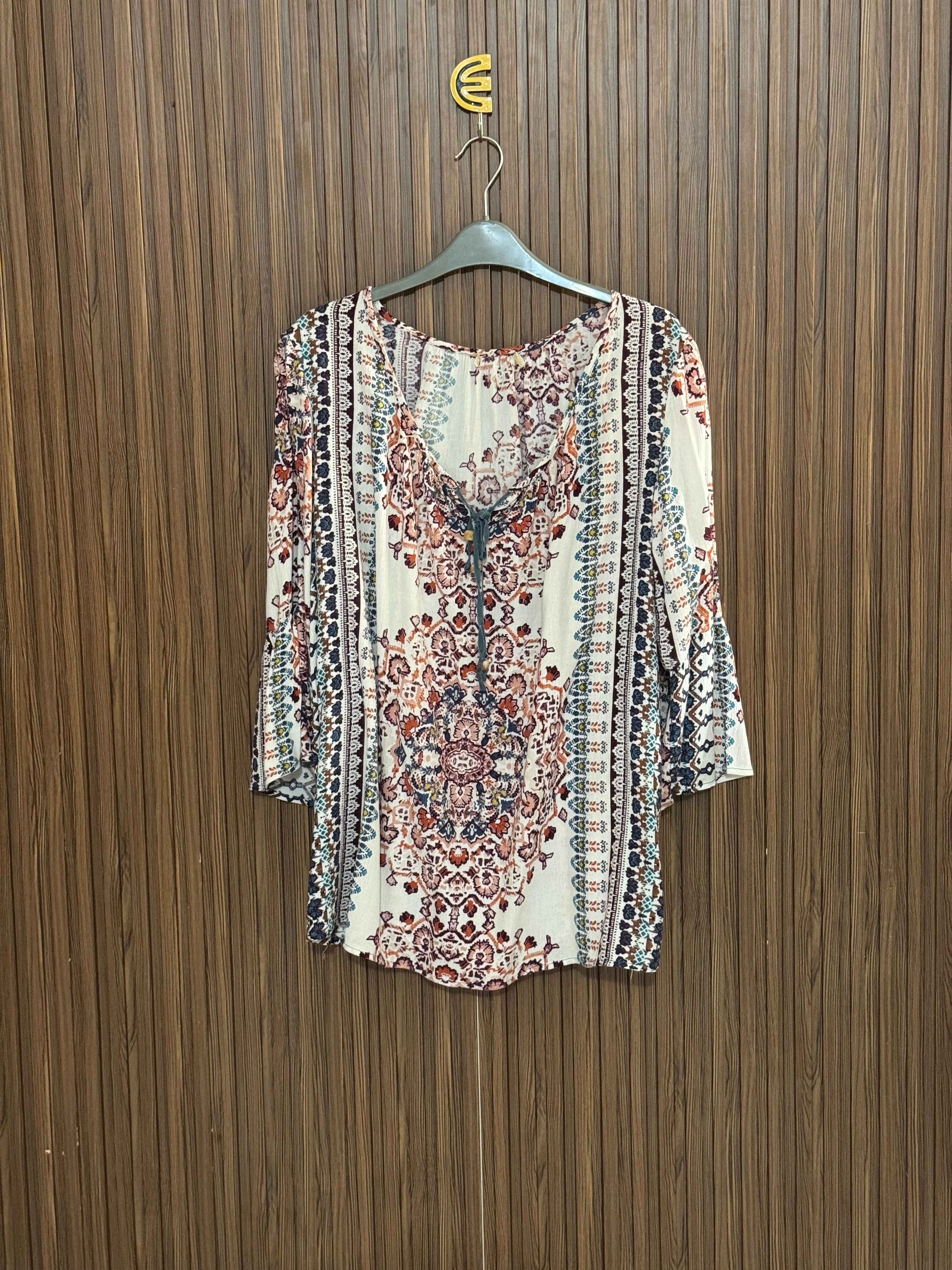 Chest 24 Length 26 Fabric Shifon Tie-Neck Chiffon Top