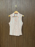 Chest 16 Length 23 Fabric Silk Cotton Button Detail Top