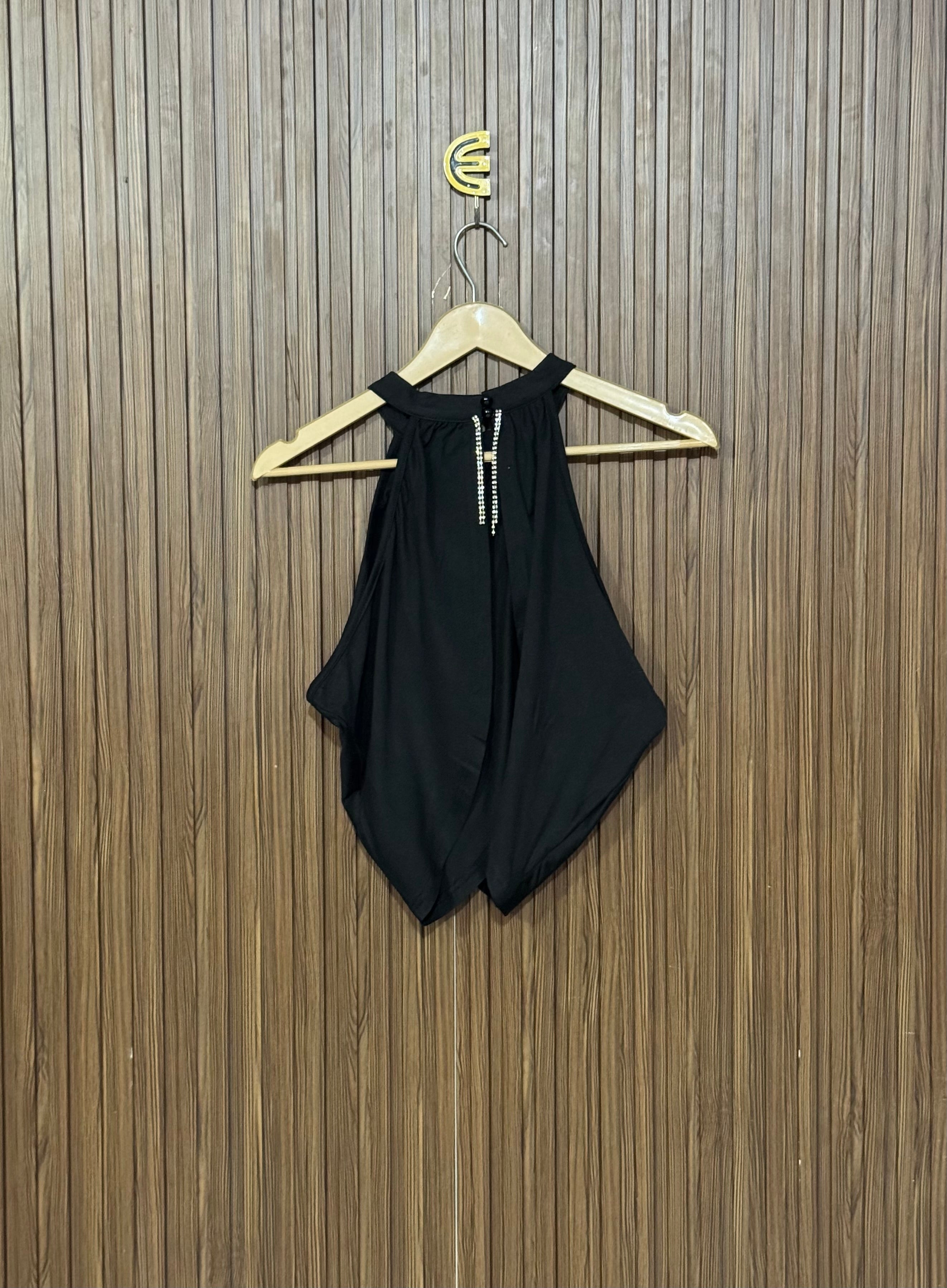 Chest 17 Length 19 Black Halter Top