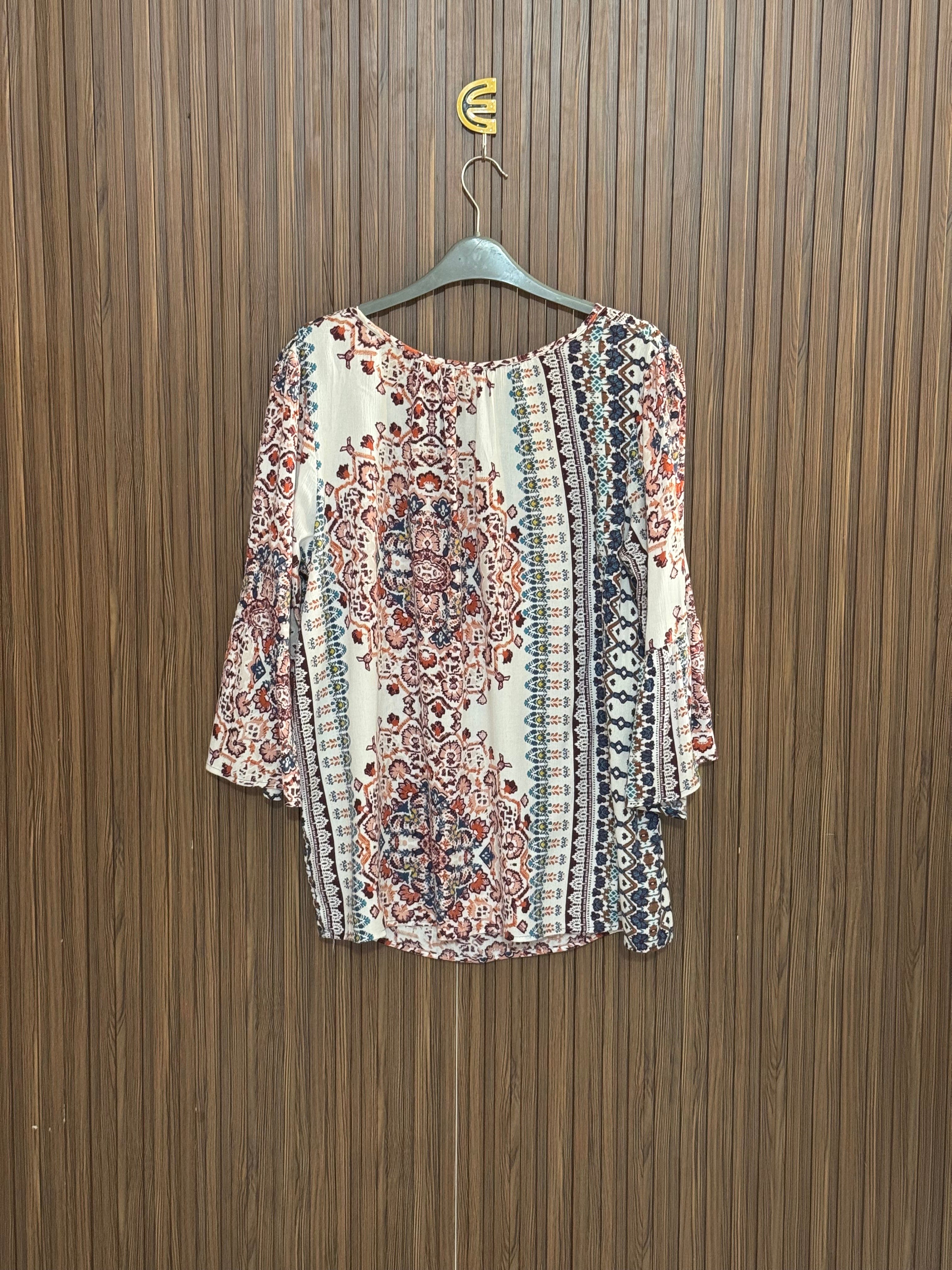 Chest 24 Length 26 Fabric Shifon Tie-Neck Chiffon Top