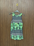 Green Tropical Print Sleeveless Top