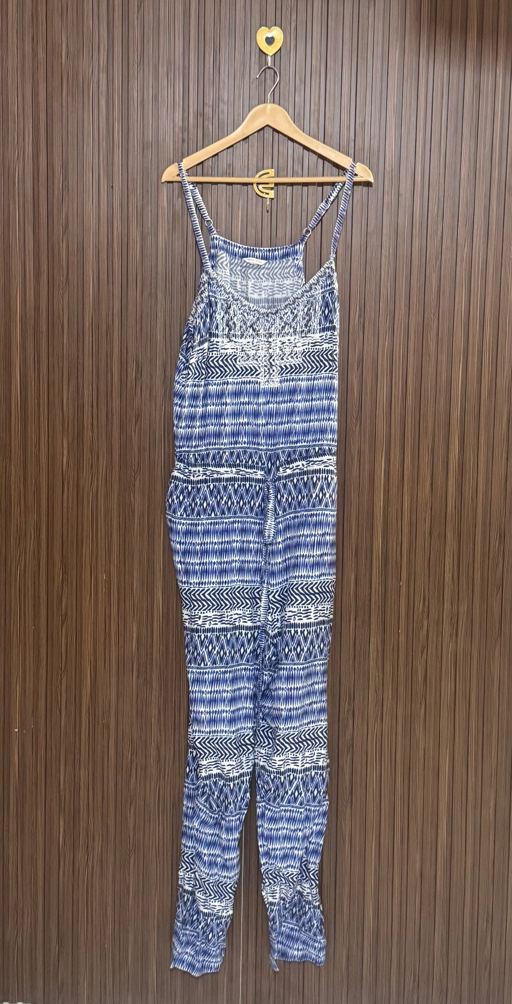 Blue Printed Strappy Jumpsuit