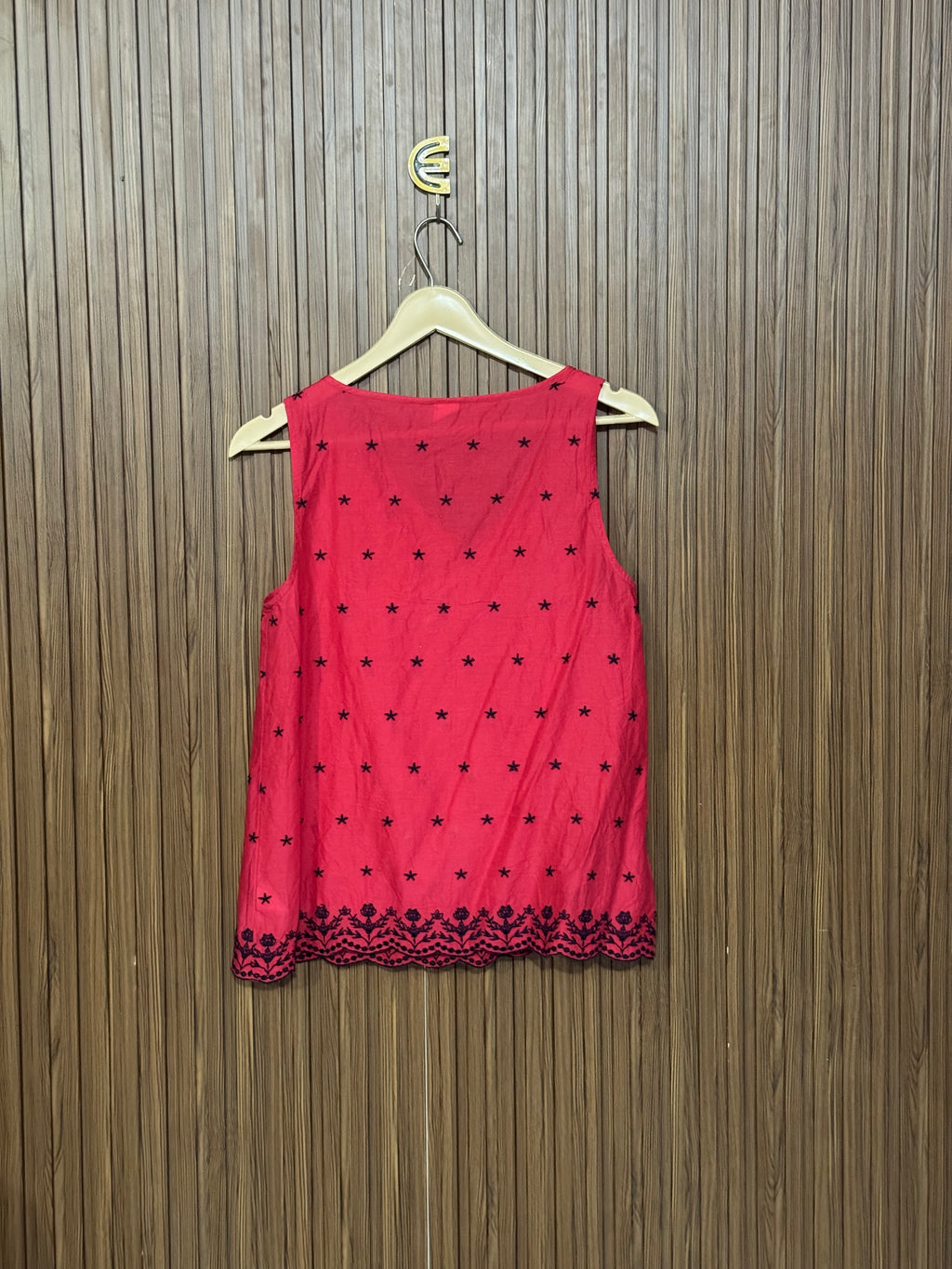 Chest 16 Length 23 Fabric Linen Dot Print Top