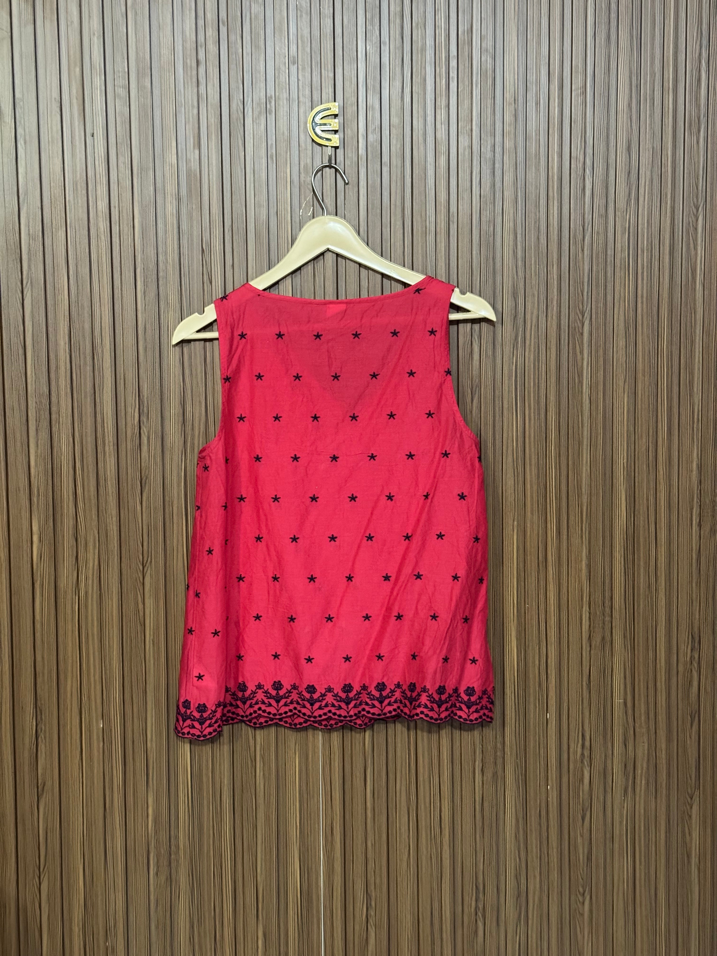 Chest 16 Length 23 Fabric Linen Dot Print Top