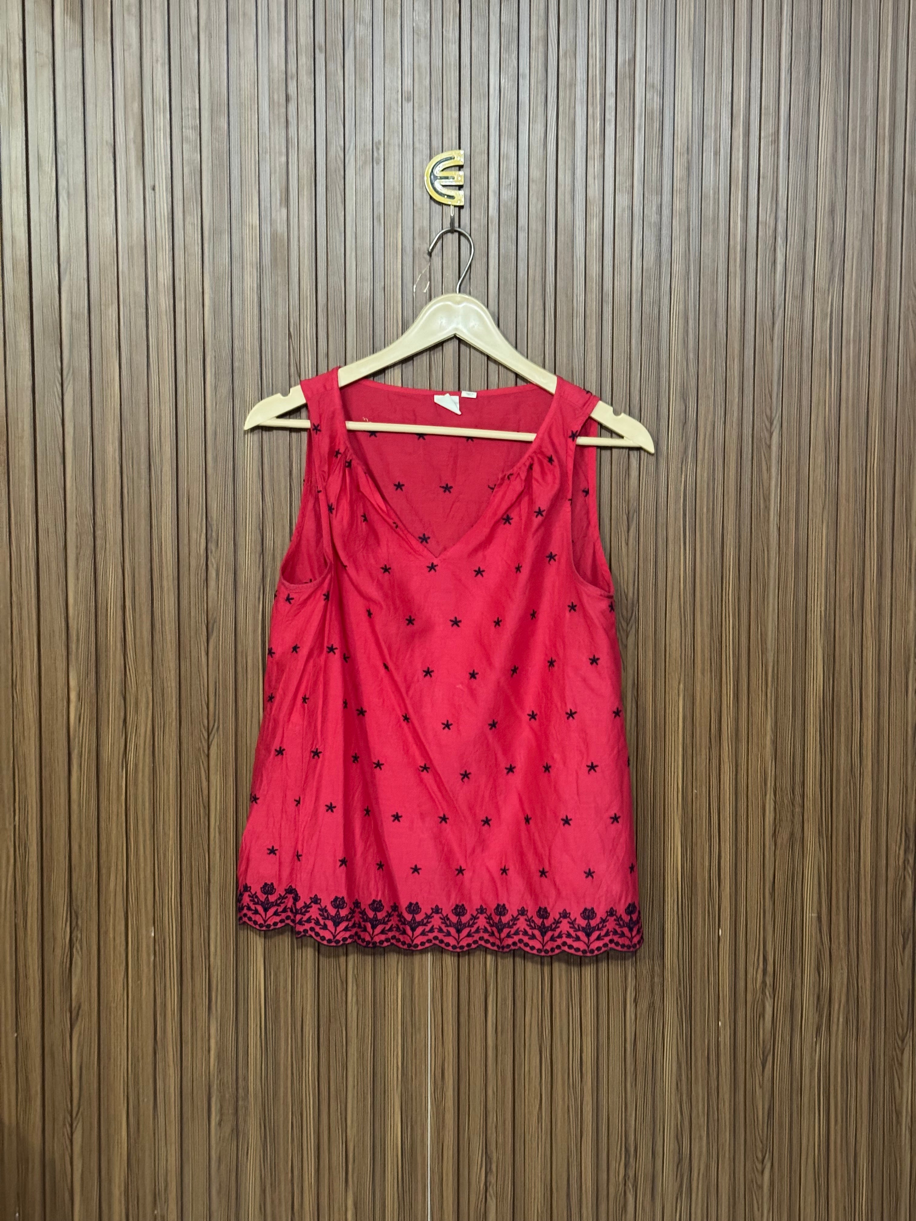 Chest 16 Length 23 Fabric Linen Dot Print Top