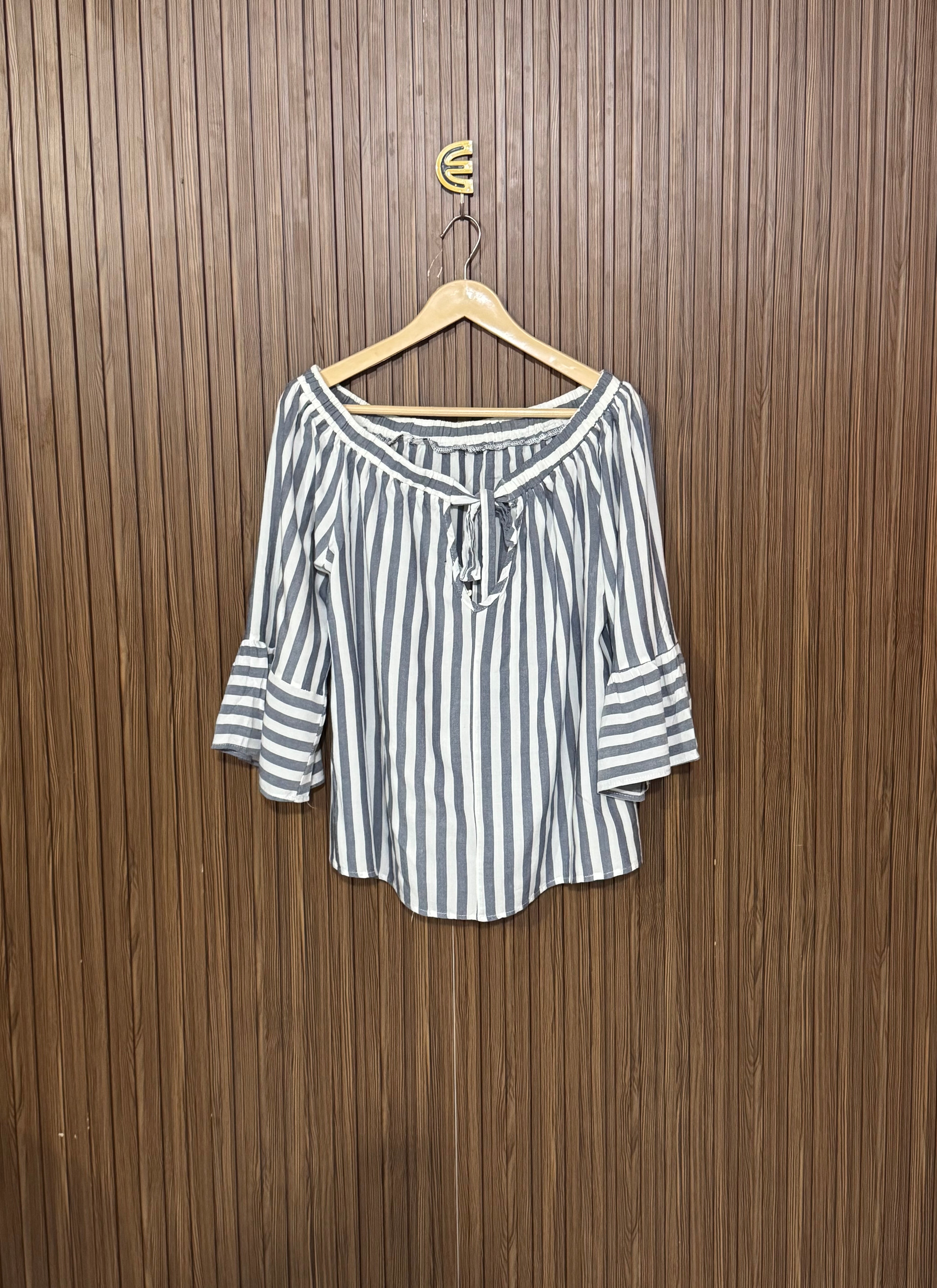 Chest 20 Length 23 Fabric Cotton Striped Off Shoulder