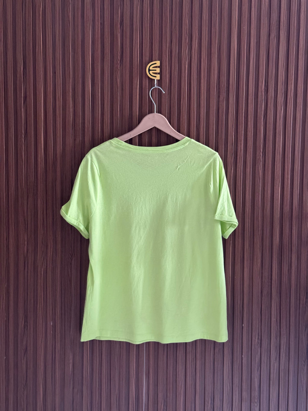 Lime Green Solid Cotton T-Shirt