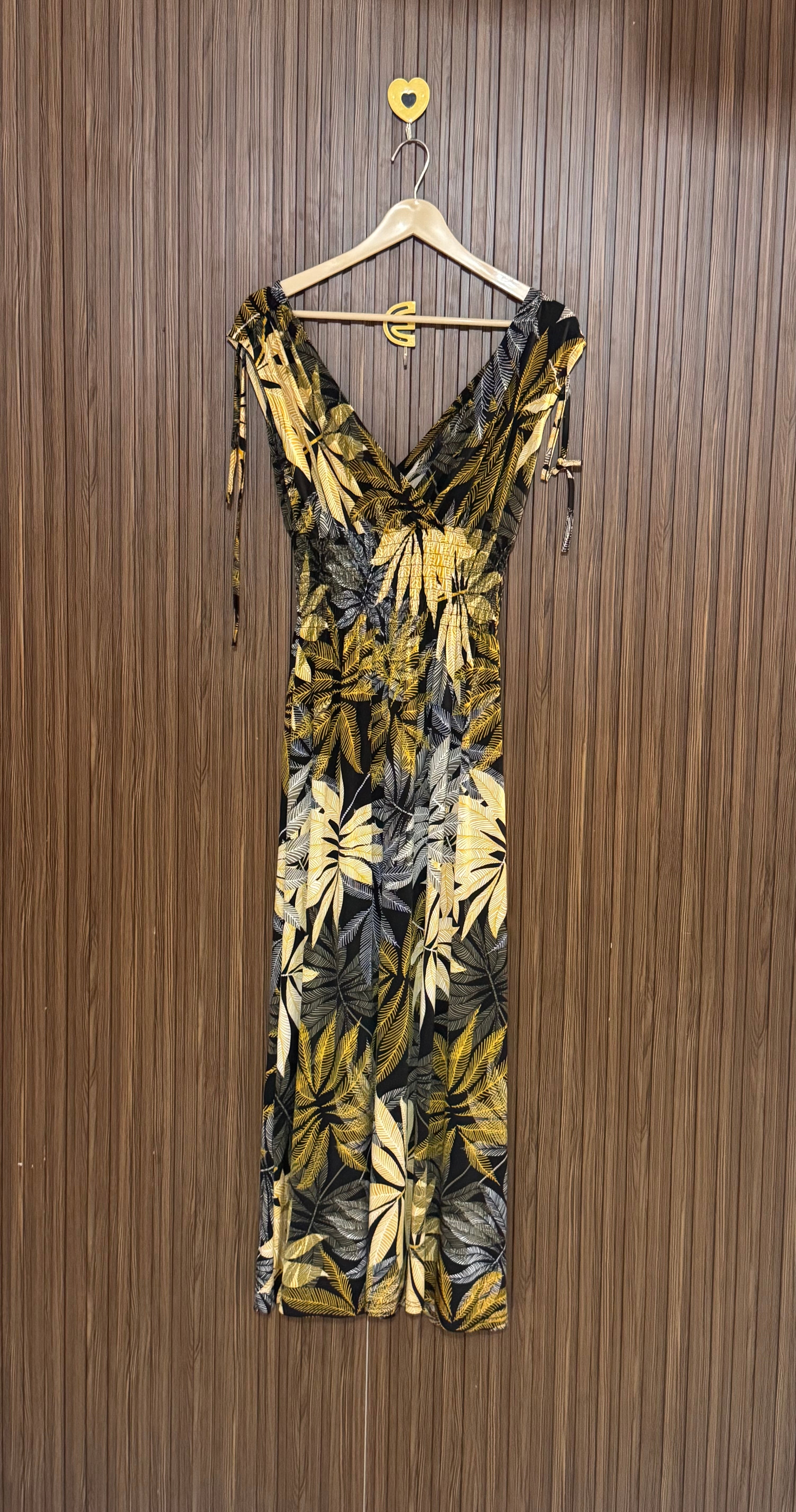 Yellow and Black V-Neck Jumpsuit