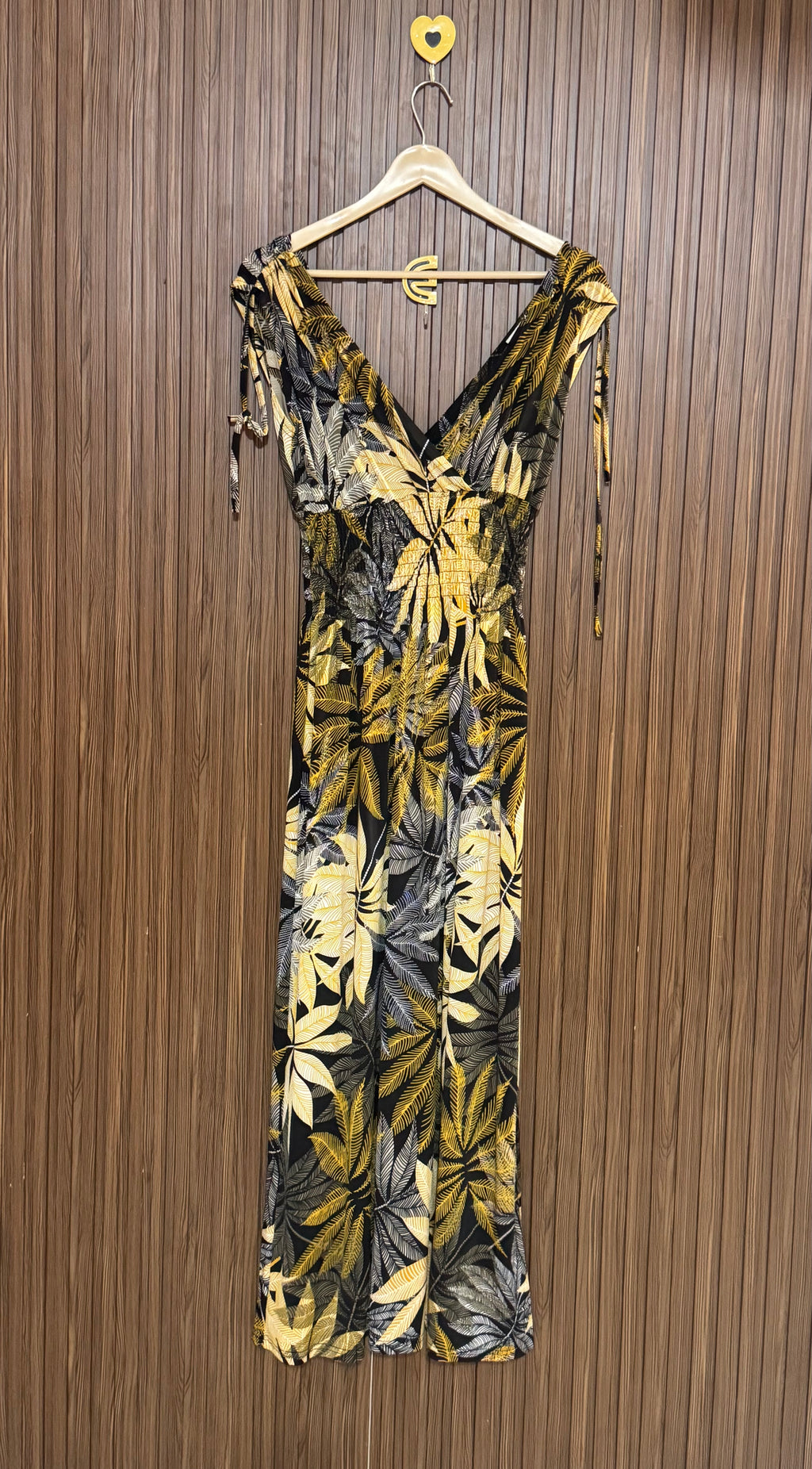 Yellow and Black V-Neck Jumpsuit