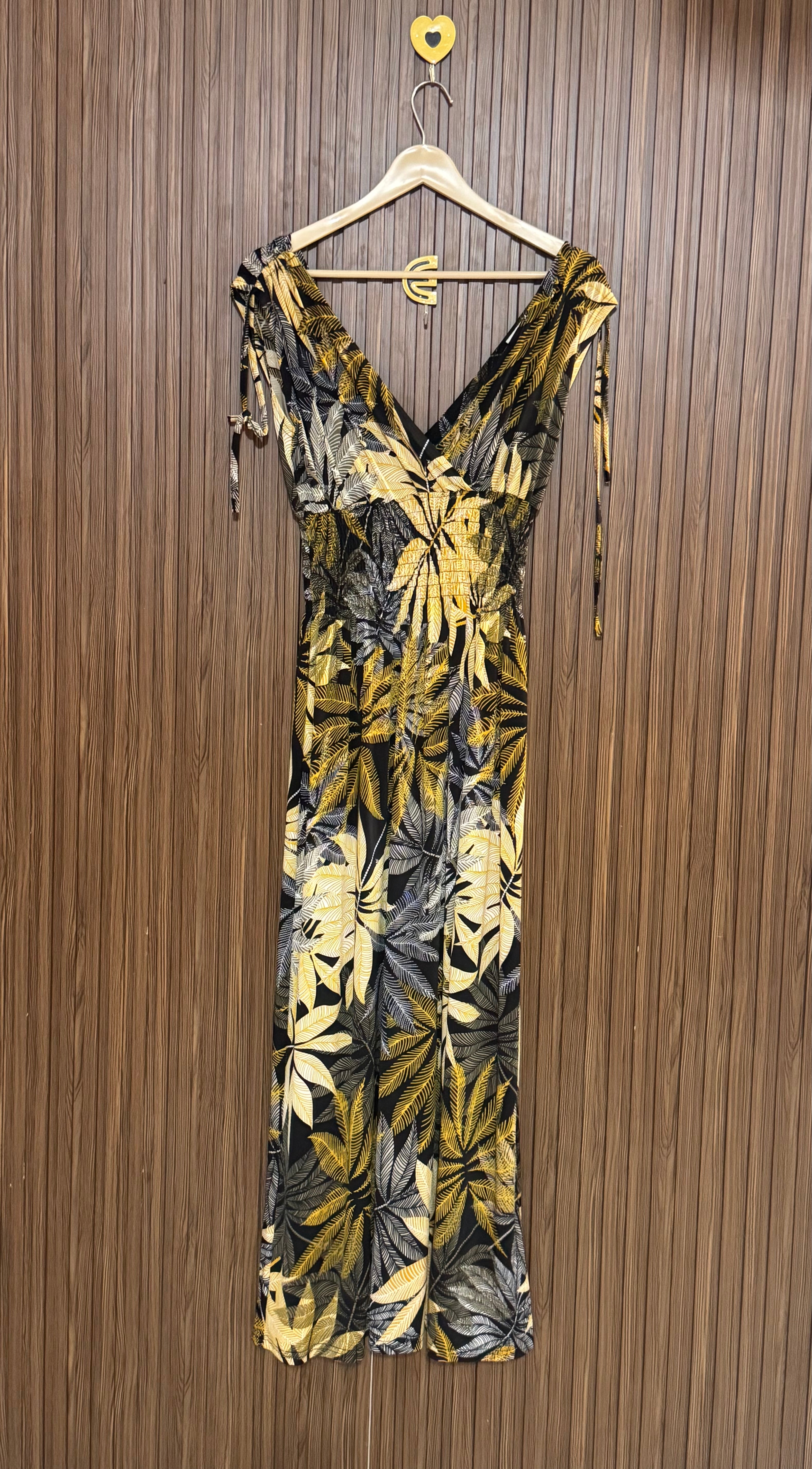 Yellow and Black V-Neck Jumpsuit