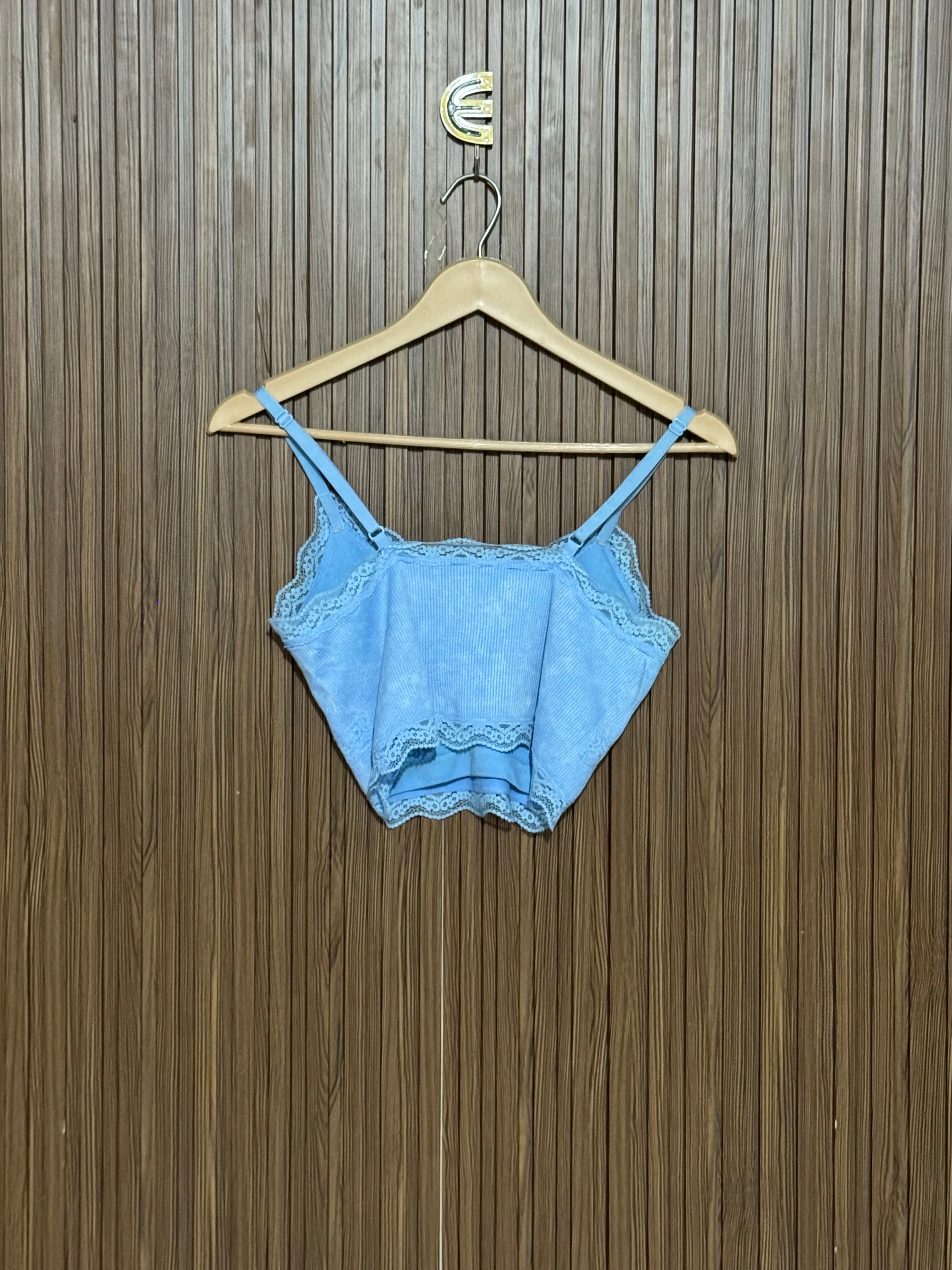 Chest 13 Length 14 Light Blue Lace Trim Camisole