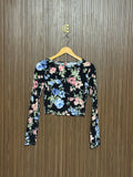 Chest 15 Length 16 Black Floral Print Flower