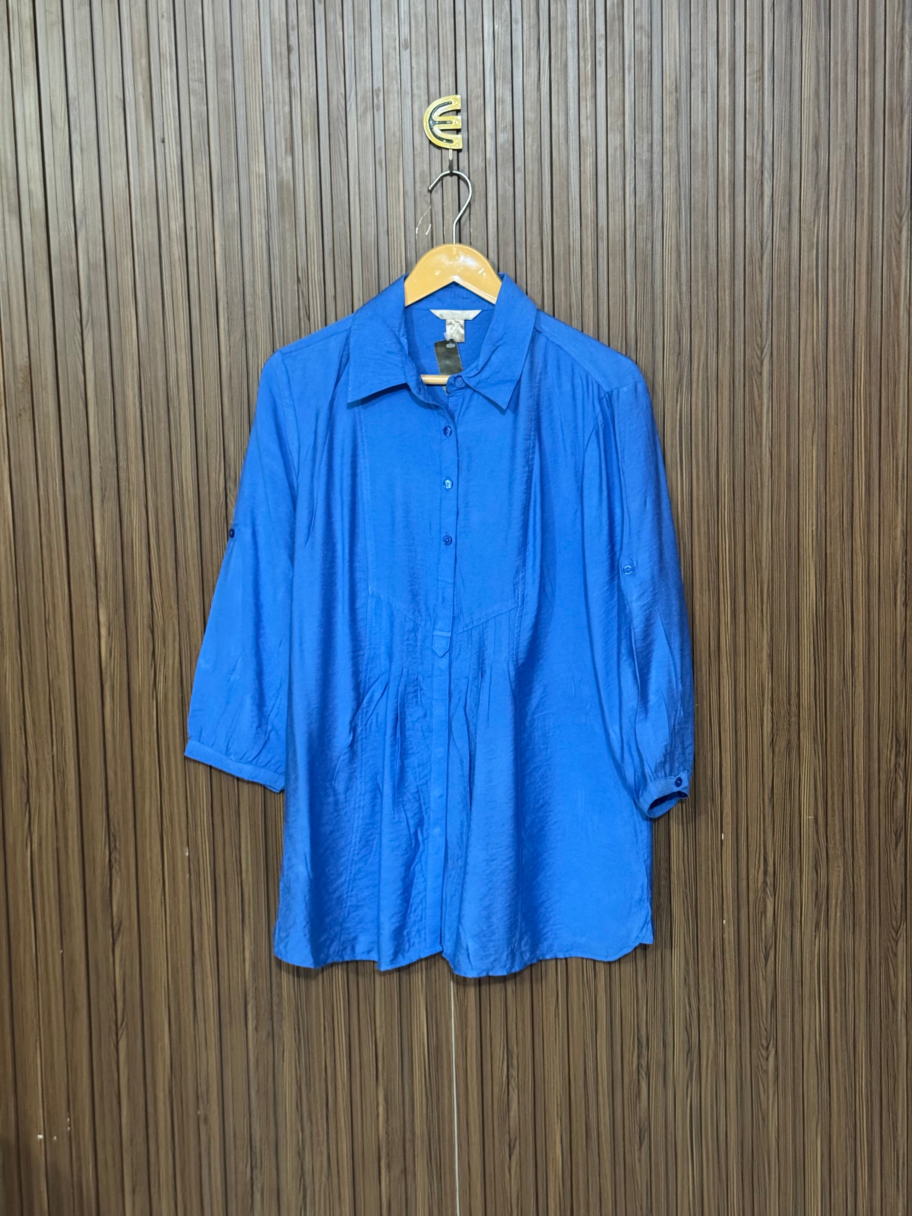 Chest 19 Length 27 Fabric Silk Blue Casual