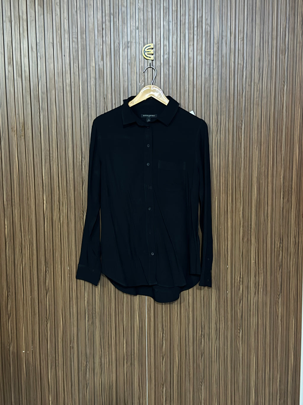 Chest 19 Length 26 Fabric Silk Black Slim Top
