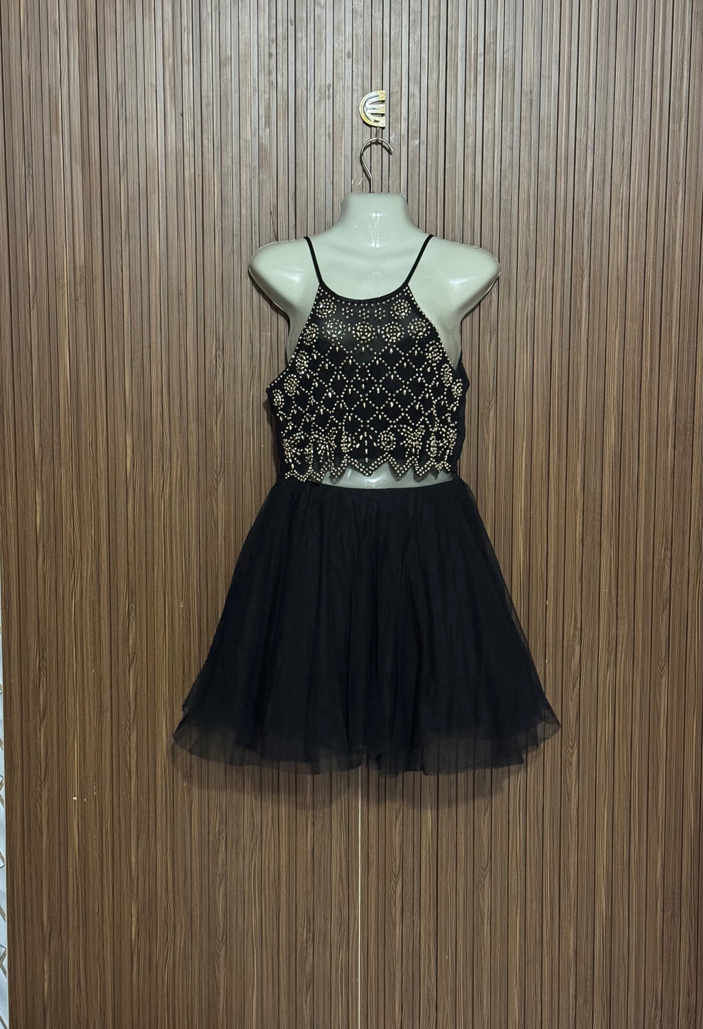 Chest 15 Length 33 Fabric Shifon Net Black Dress