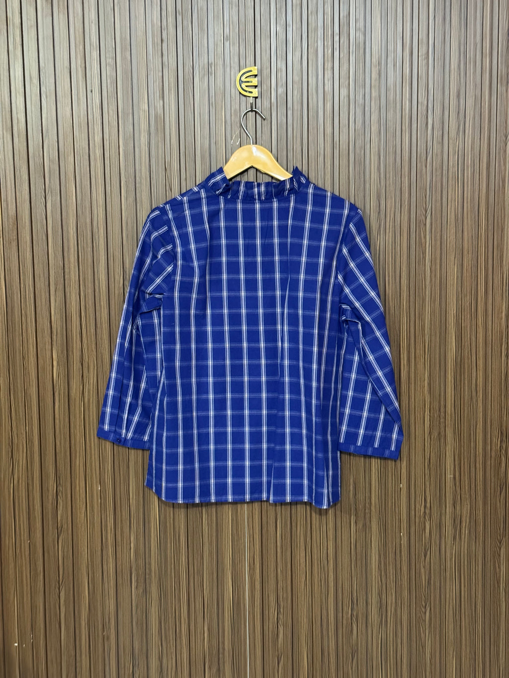 Chest 19 Length 23 Fabric Cotton Blue Casual Check