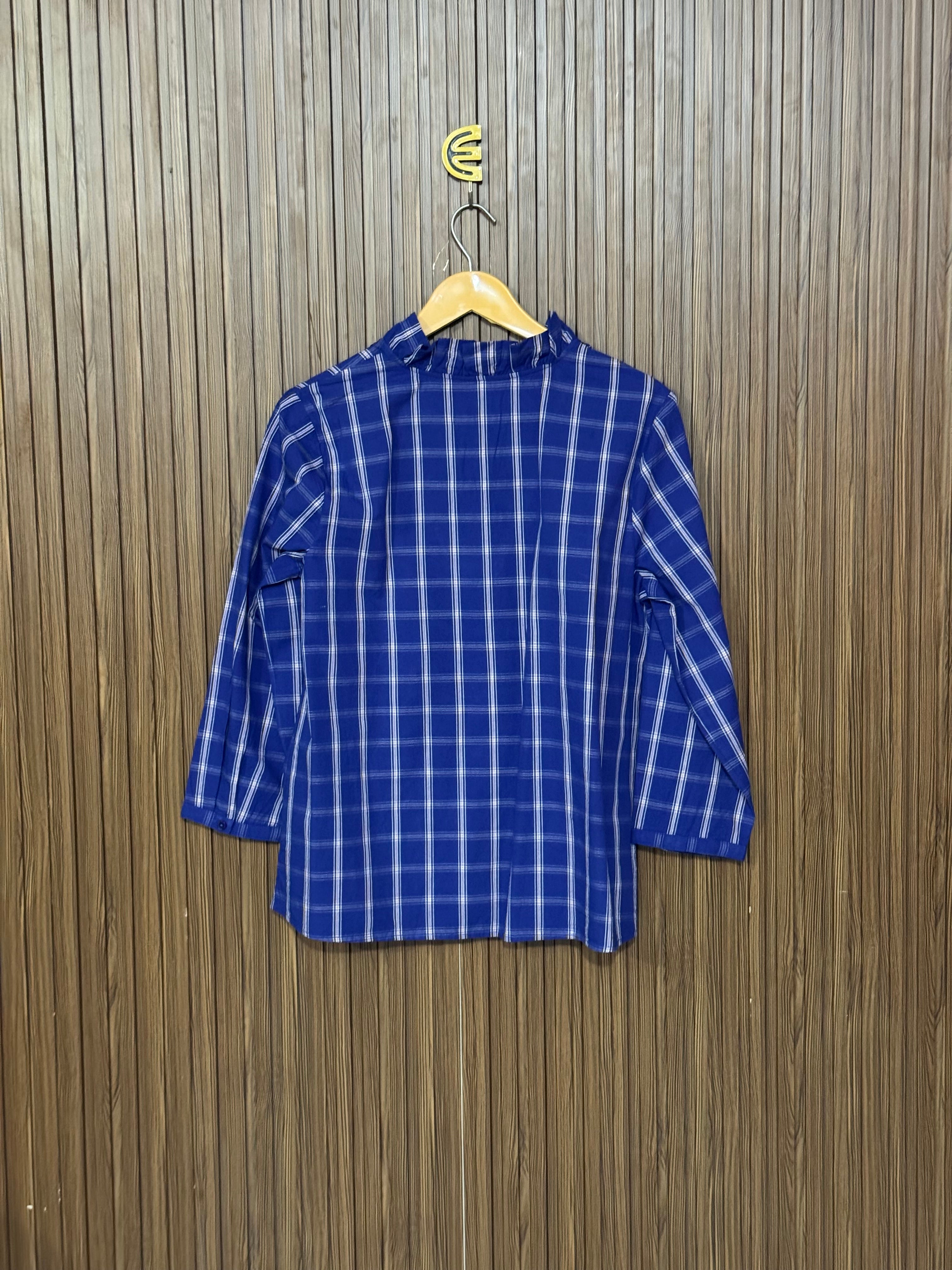 Chest 19 Length 23 Fabric Cotton Blue Casual Check
