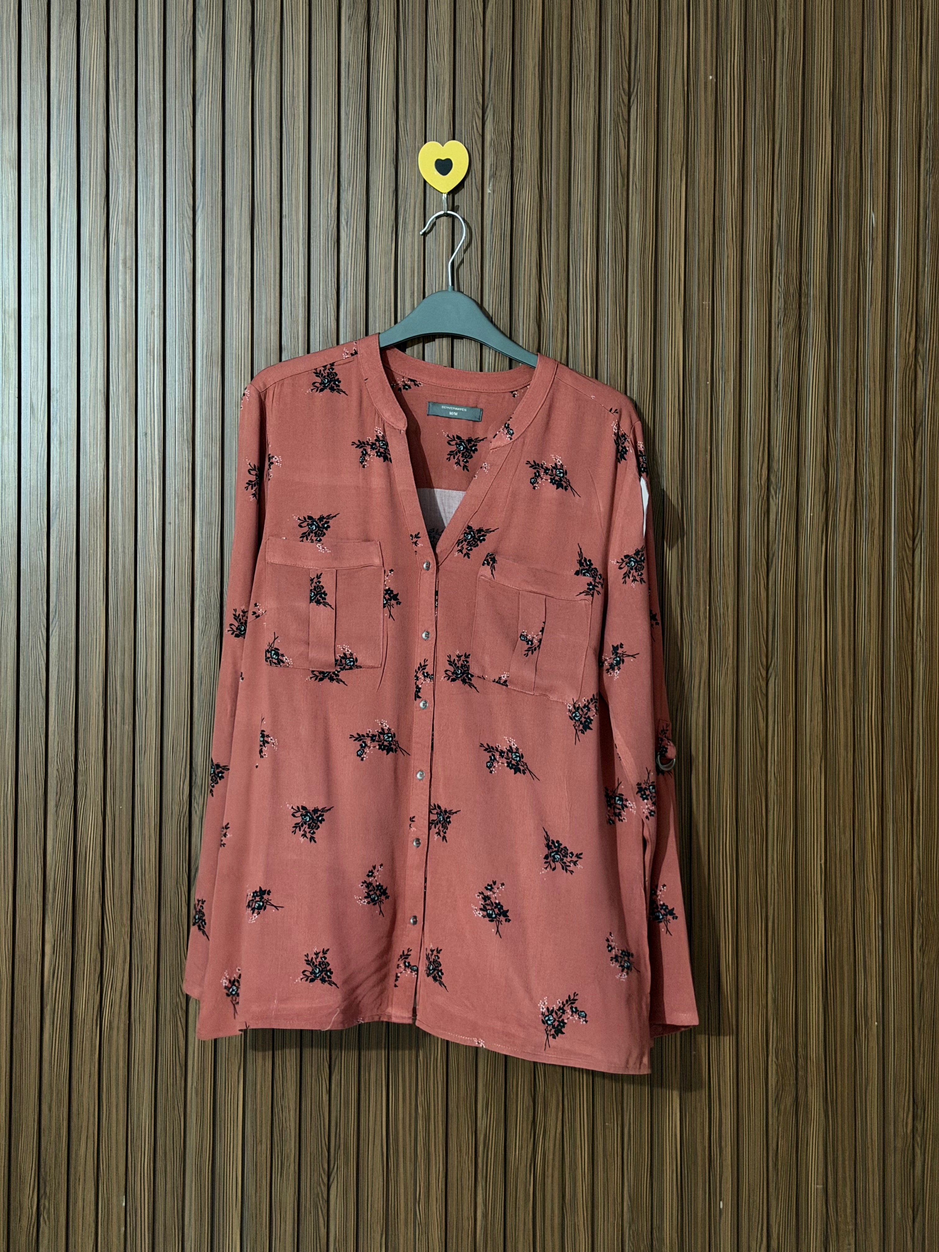 Chest 20 Length 27 Premium Floral Button-Down Shirt