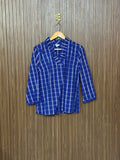 Chest 19 Length 23 Fabric Cotton Blue Casual Check