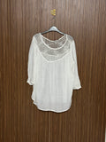 Chest 25 Length 29 Fabric net White Textured Top