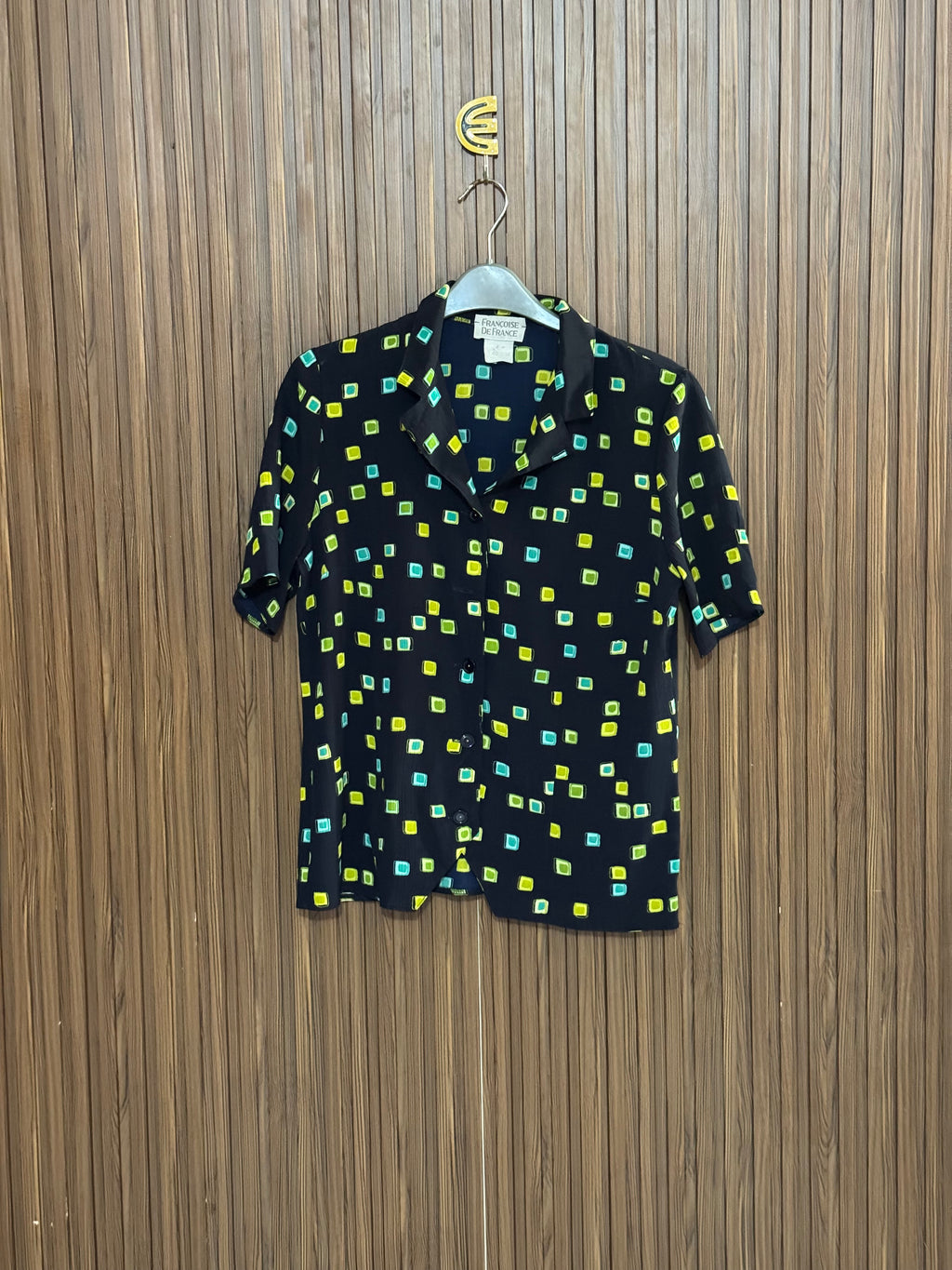 Chest 18 length 23 Fabric Shifon Black Square Print