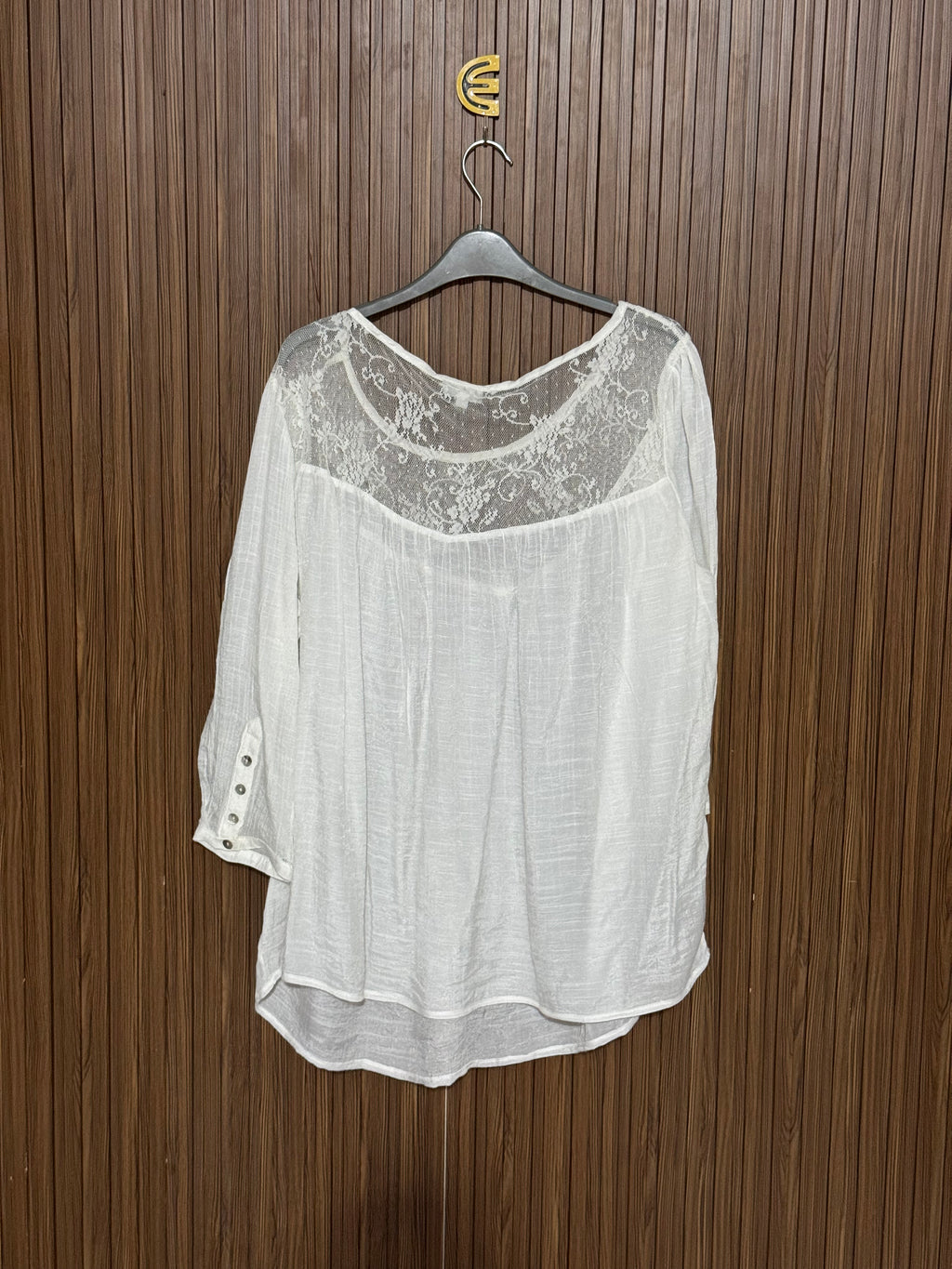 Chest 25 Length 29 Fabric net White Textured Top