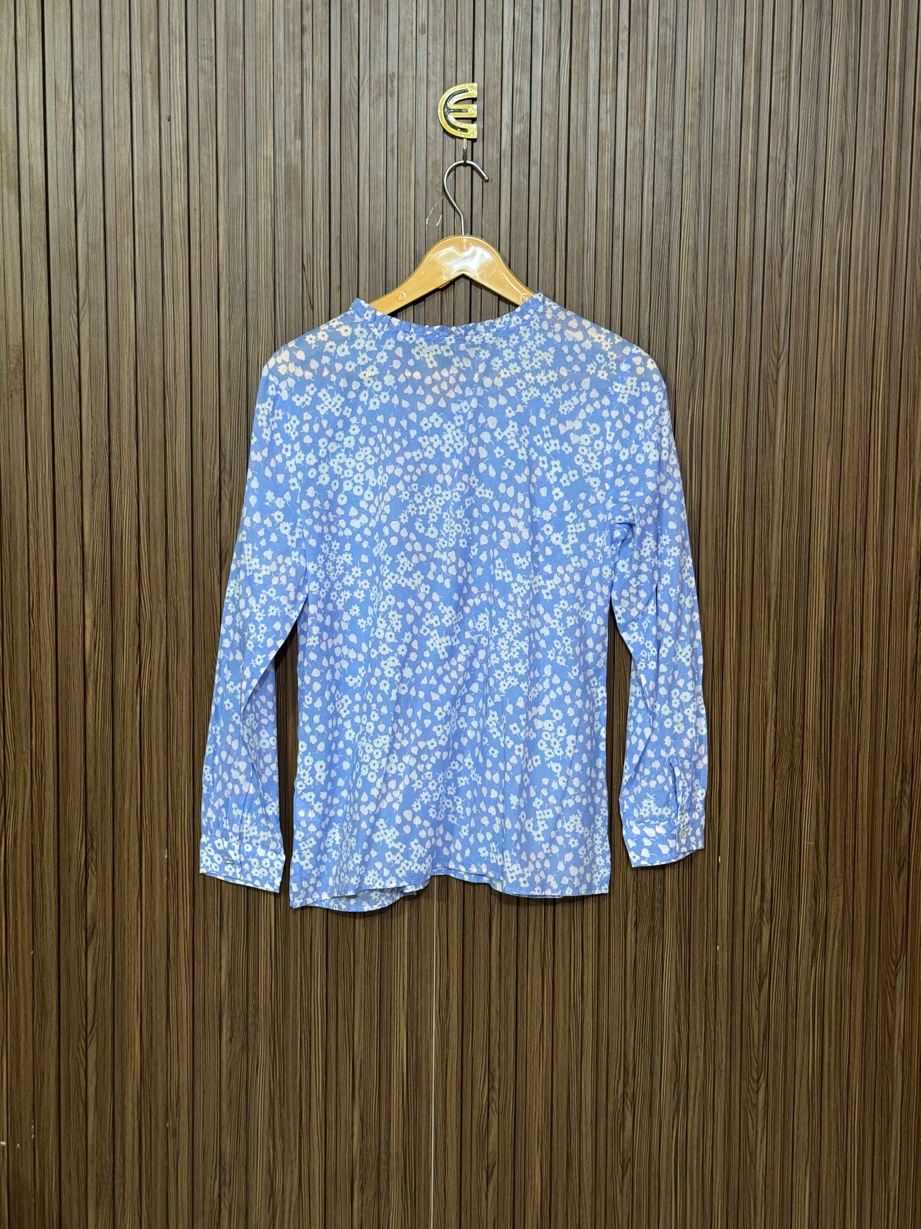 Chest 19 Length 24 Fabric Soft Floral Print Pleated Blouse