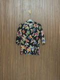 Chest 18 length 23 Fabric Silk Black Abstract