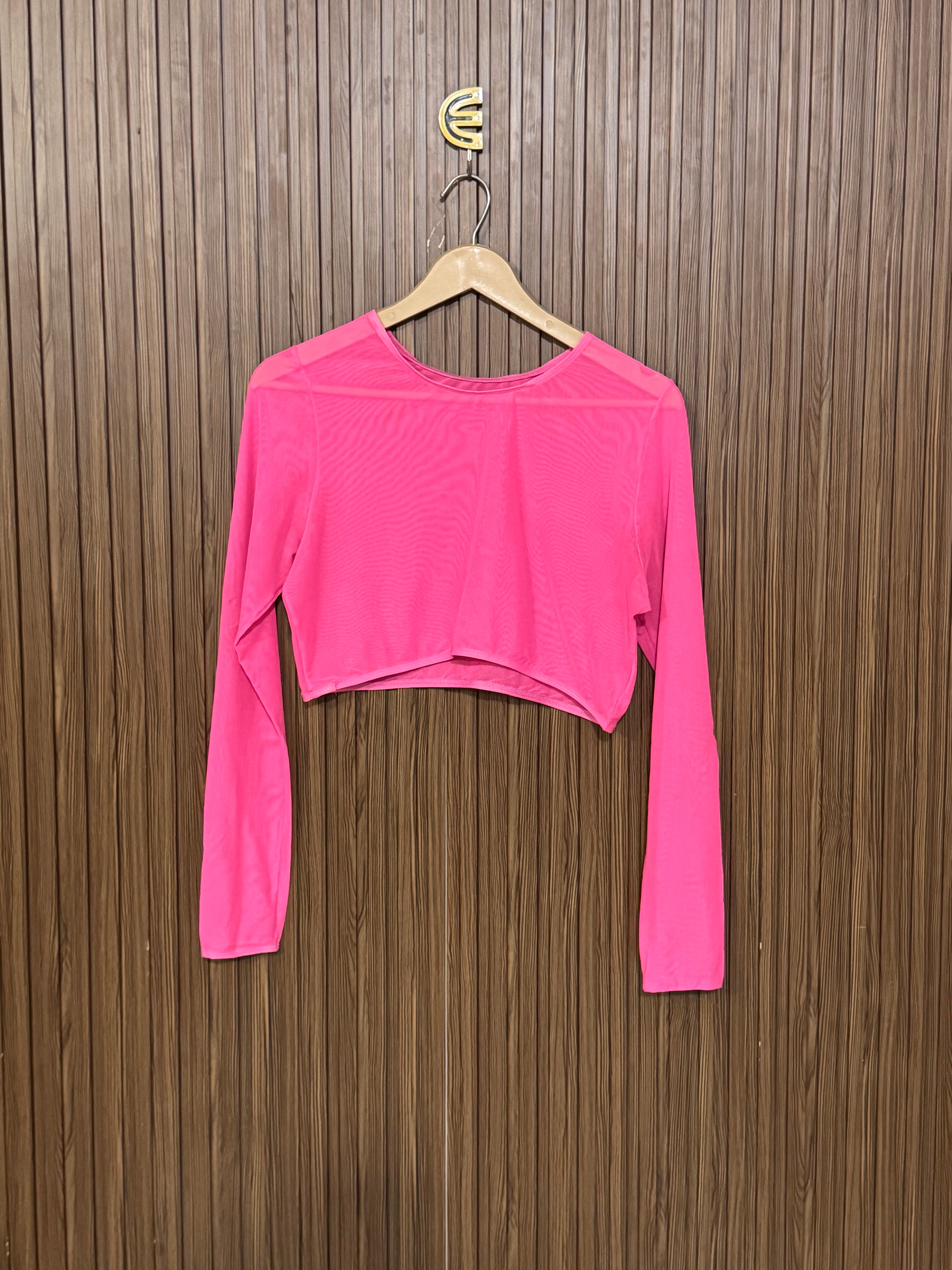 Chest 14 Length 14 Pink Mesh Top