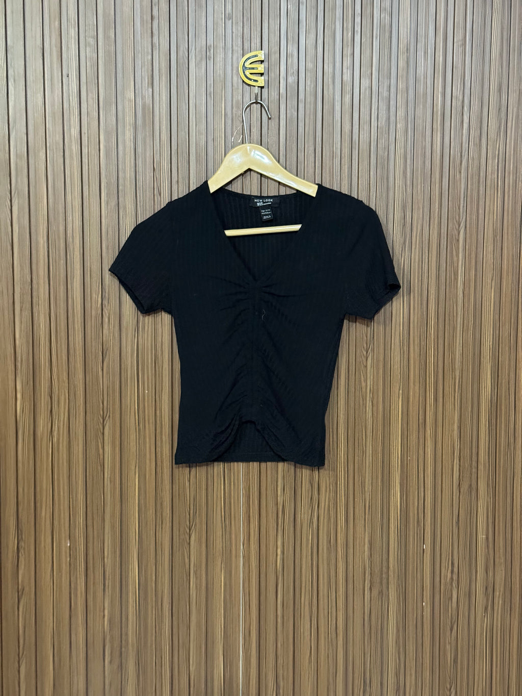 Chest 13 Length 16 Fabric Shifon Black V Neck Ruched